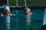 Couple swimming